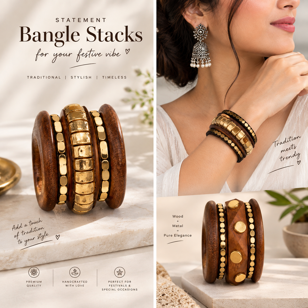 Wooden Bangle Stack
