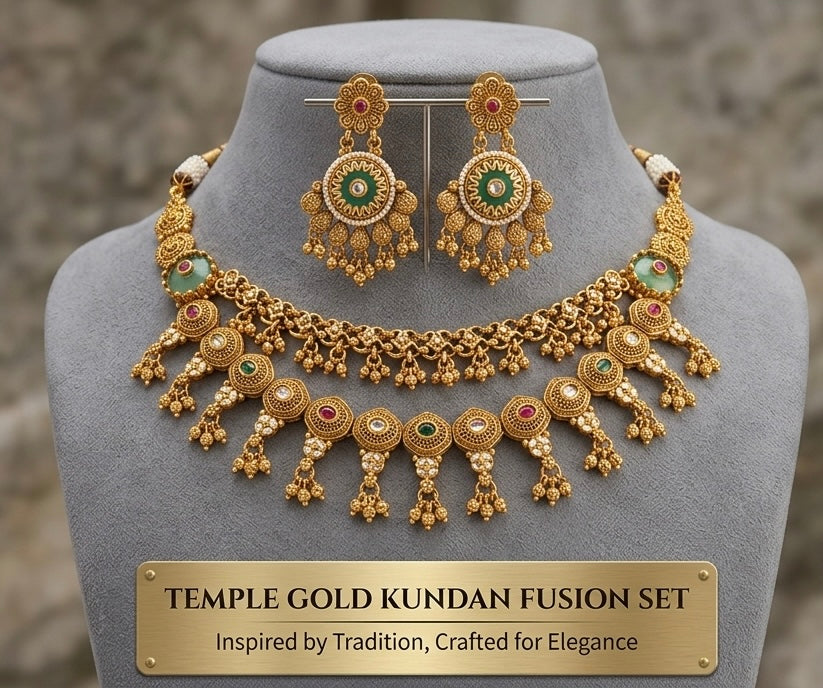 Vintage stone Gold plated multi-layered Necklace