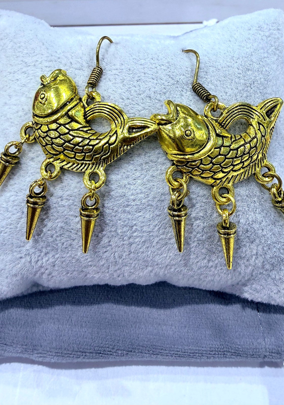 Golden oxidized Earrings Fish design