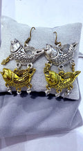 Golden oxidized Peacock Earrings