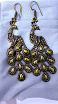 Golden oxidized Peacock Earrings