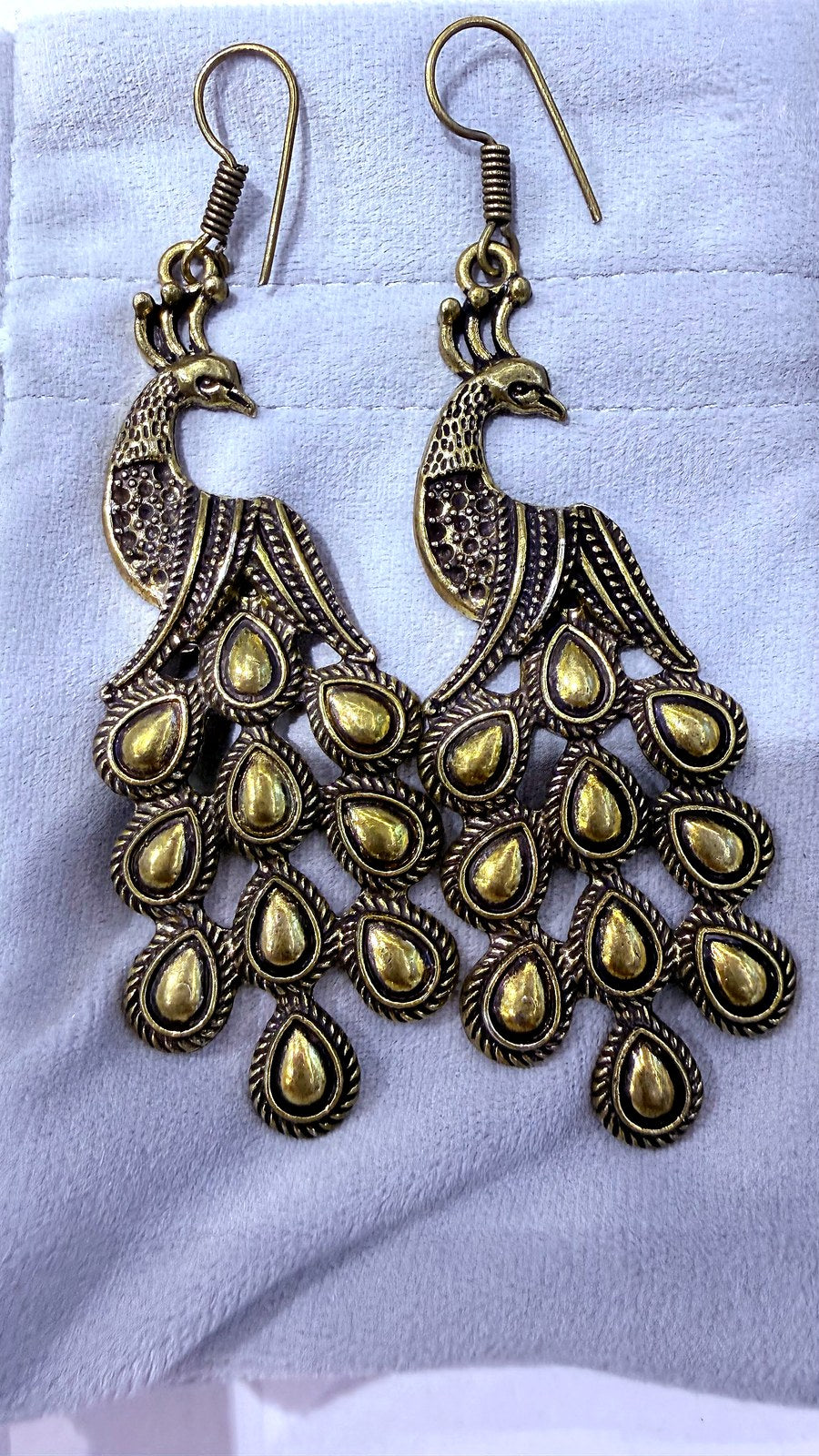Golden oxidized Peacock Earrings